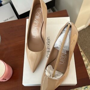 Calvin Klein Nude Patent Heels